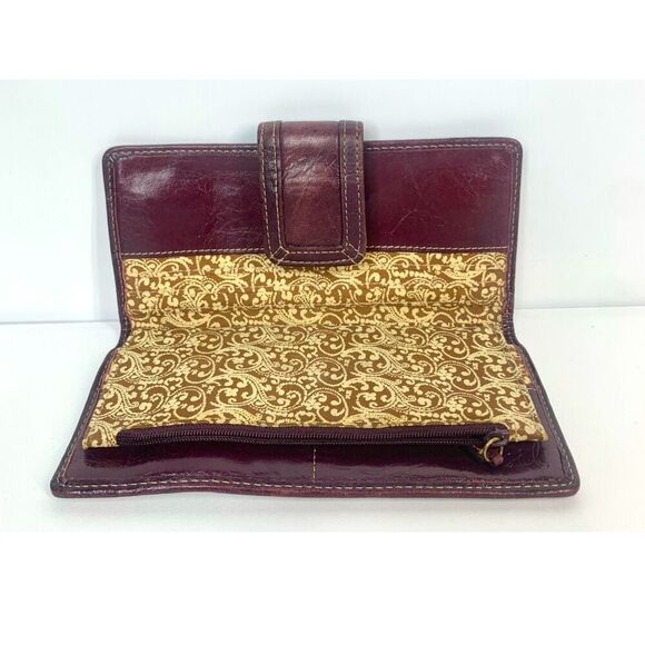 Fossil Vintage Dark Purple Ruched Leather Long Wallet - Picture 7 of 11